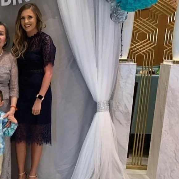 Lulu's Navy Lace Midi Dress - Picture 2 of 2